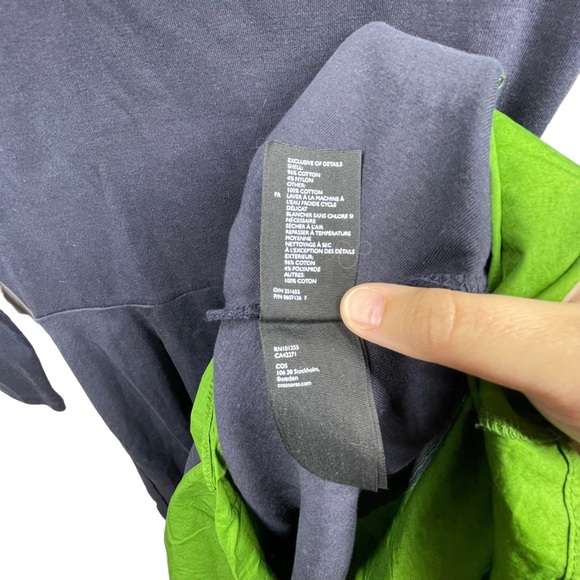 COS Navy Blue and Green Colorblock Tricot Midi Dress - Picture 5 of 5